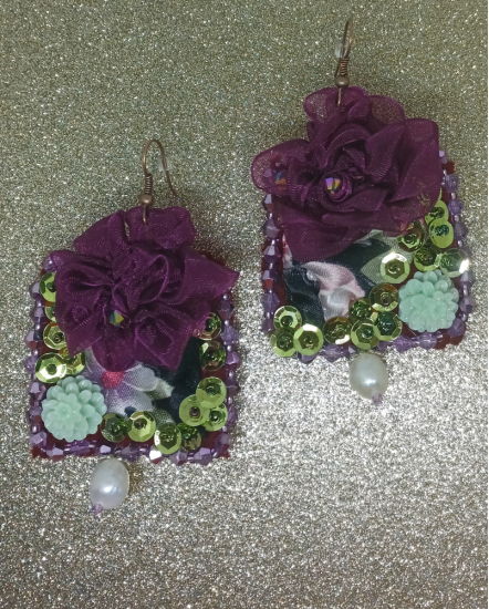 Šité dizajnové náušnice "Jesenná blaženosť"